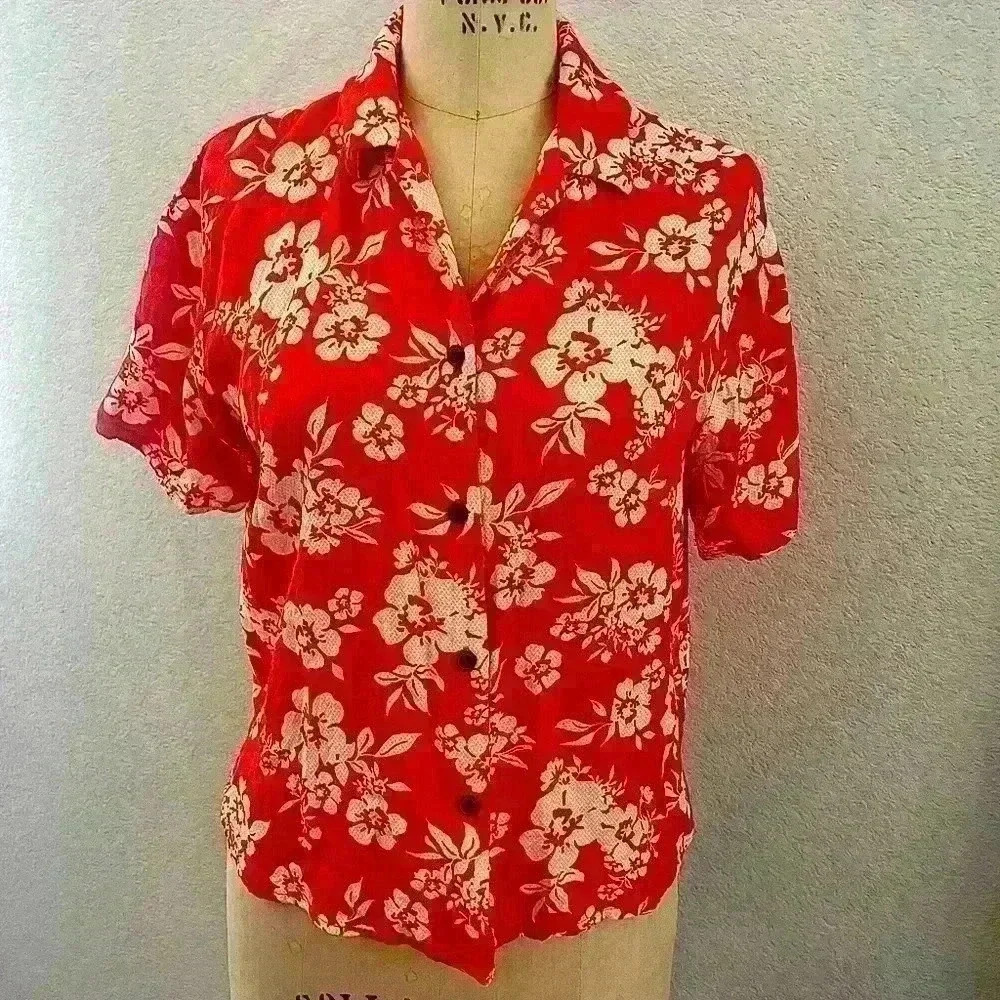 Wild Fable Orange Cream button-ip crop short sleeve